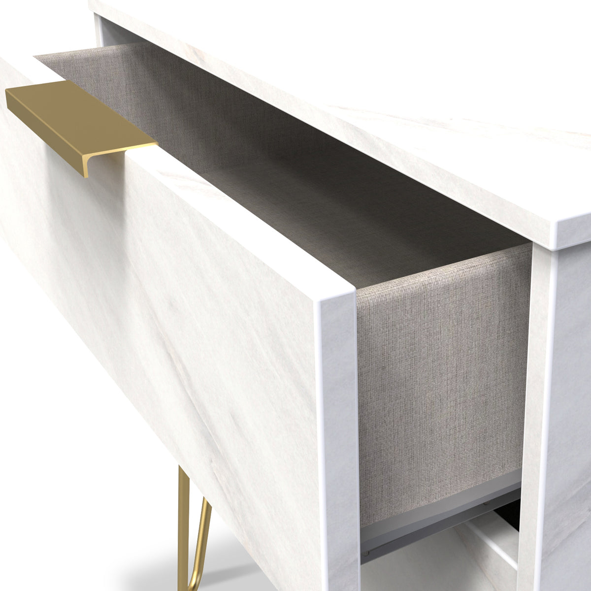 Moreno Marble Effect Wireless Charging 2 Drawer Side Table