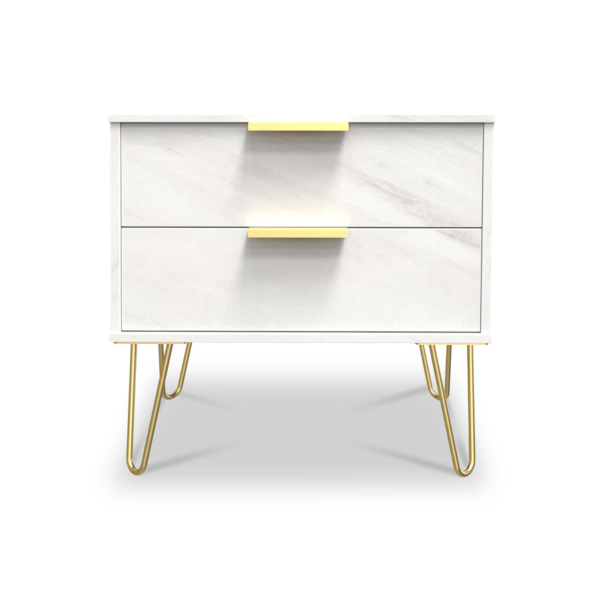 Moreno Marble Effect 2 Drawer Side Table from Roseland Furniture