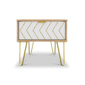Mila White with Gold Hairpin Legs 1 Drawer Bedside from Roseland