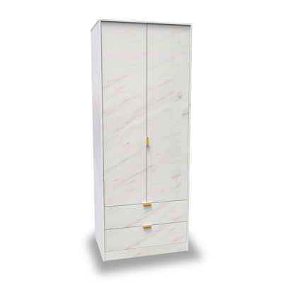 Moreno Marble Effect 2 Door 2 Drawer Double Wardrobe