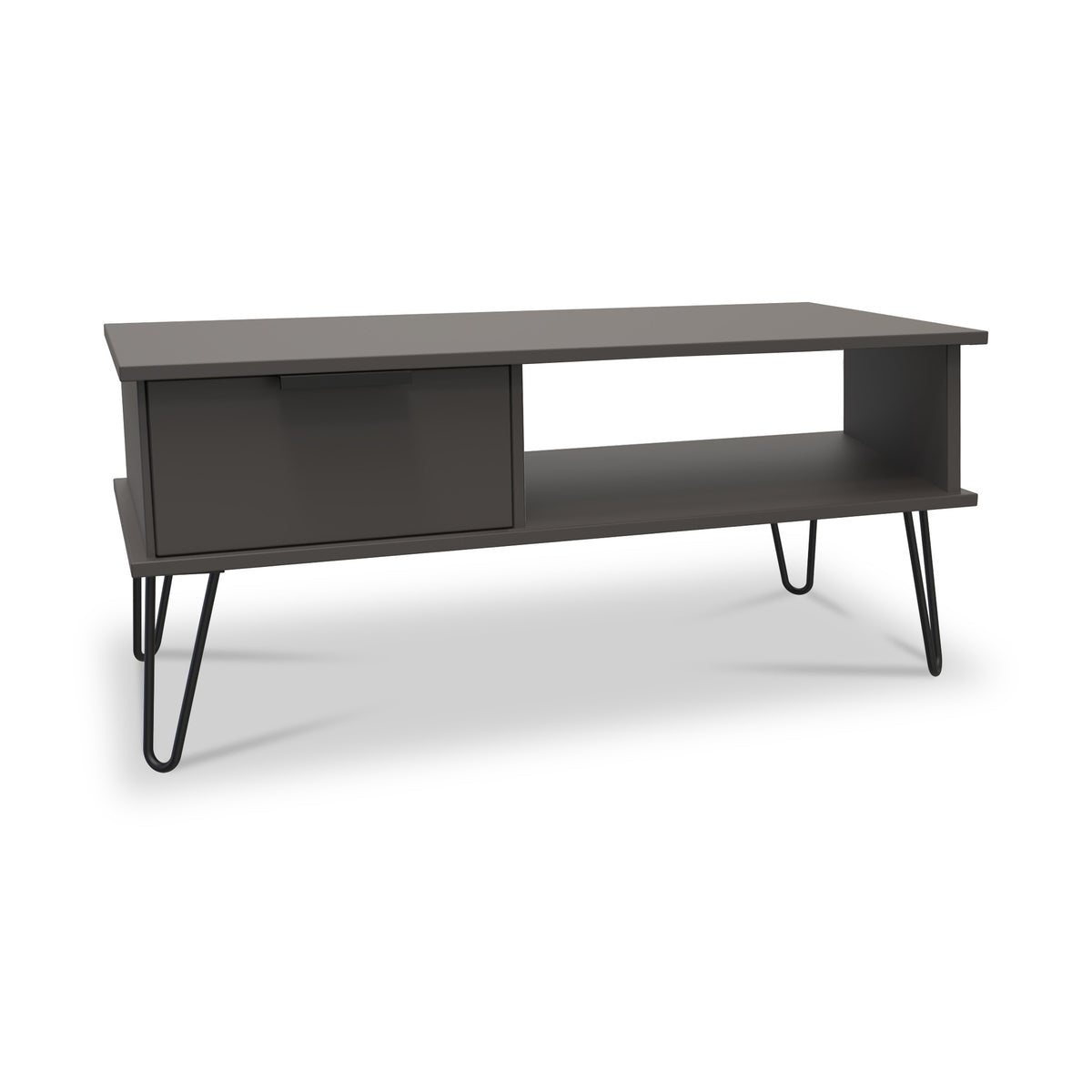 Moreno Graphite Grey 1 Drawer Coffee Table with hairpin legs