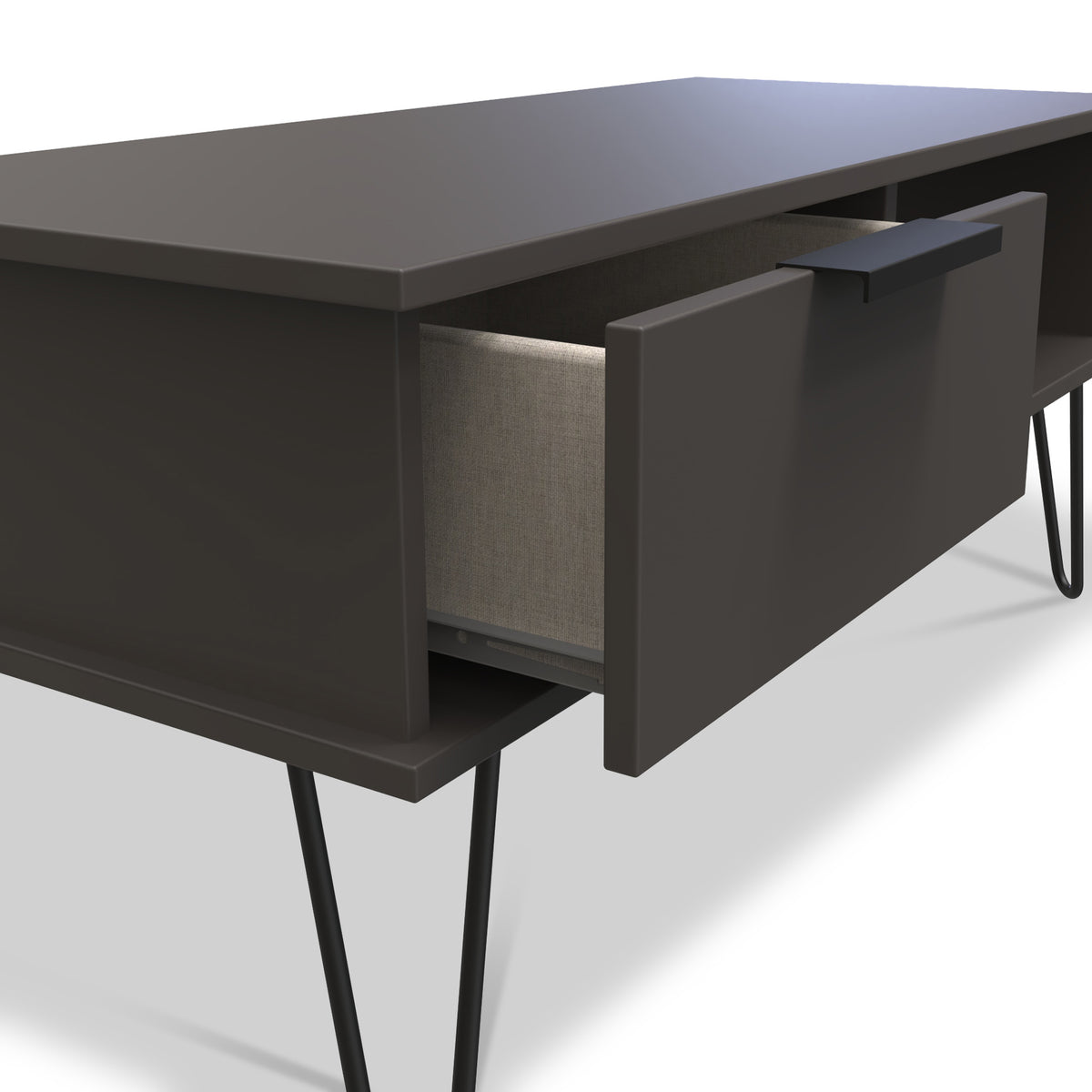 Moreno Graphite Grey 1 Drawer Coffee Table with hairpin legs