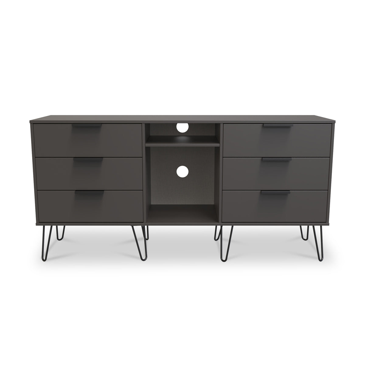 Moreno Graphite with Gold Hairpin Legs 6 Drawer Sideboard from Roseland Furniture