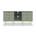 Moreno Olive with Gold Hairpin Legs 6 Drawer Sideboard from Roseland Furniture