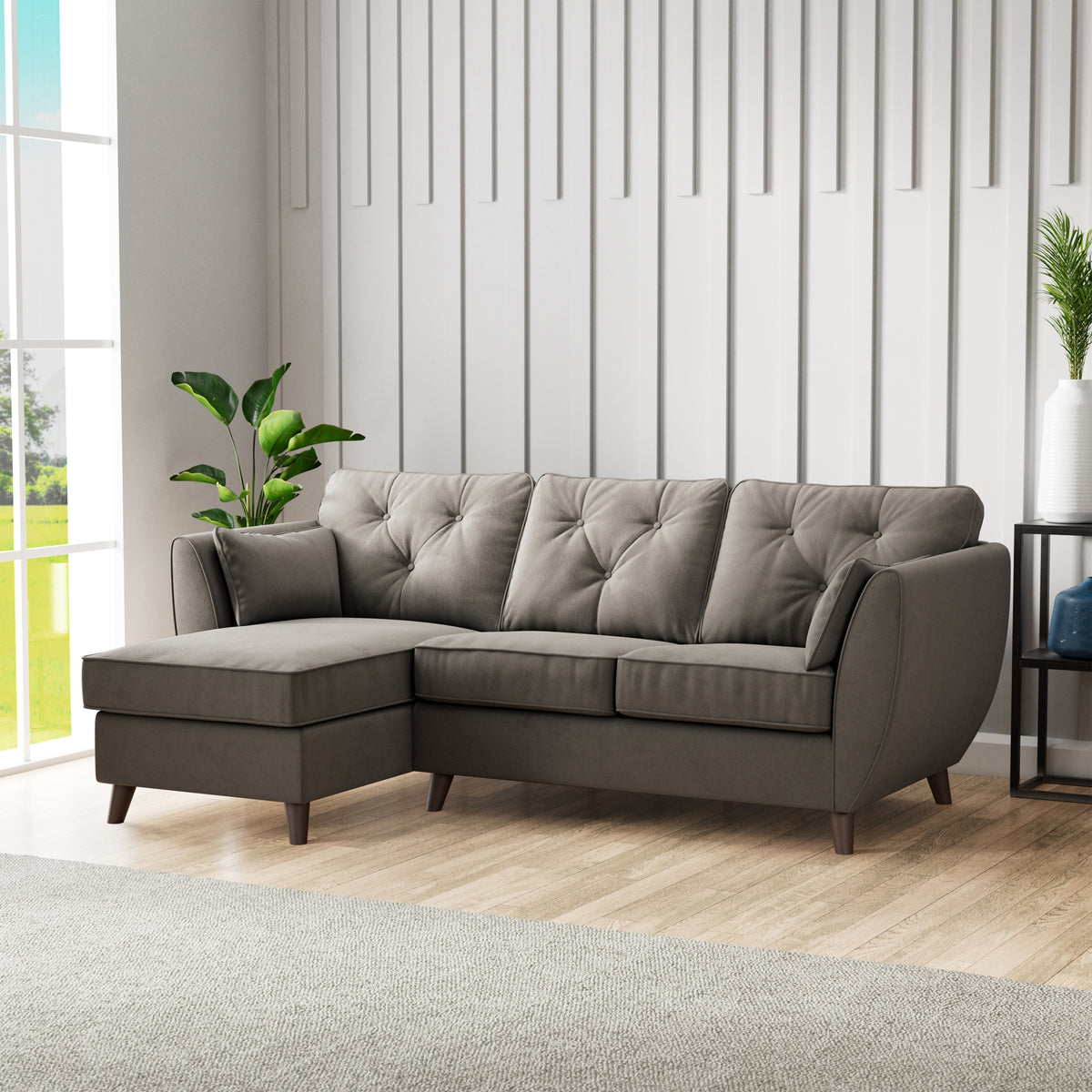 Edison Chaise LH Dark Feet Asphalt from Roseland Furniture