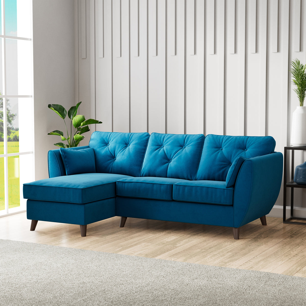 Edison Chaise LH Dark Feet Marine from Roseland Furniture