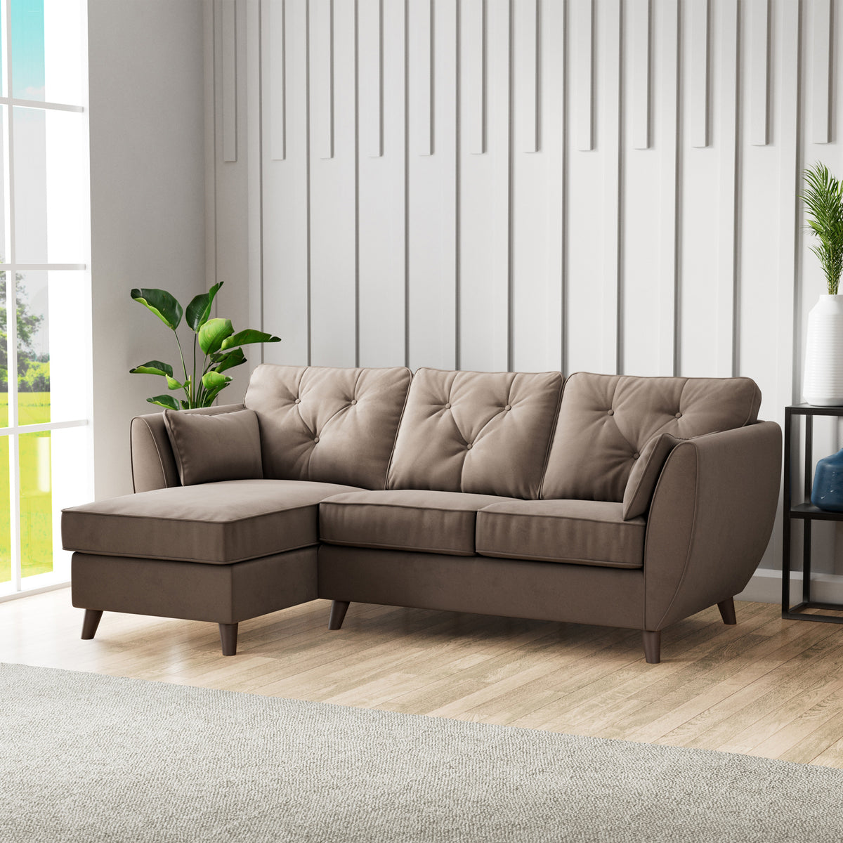 Edison Chaise LH Dark Feet Mole from Roseland Furniture