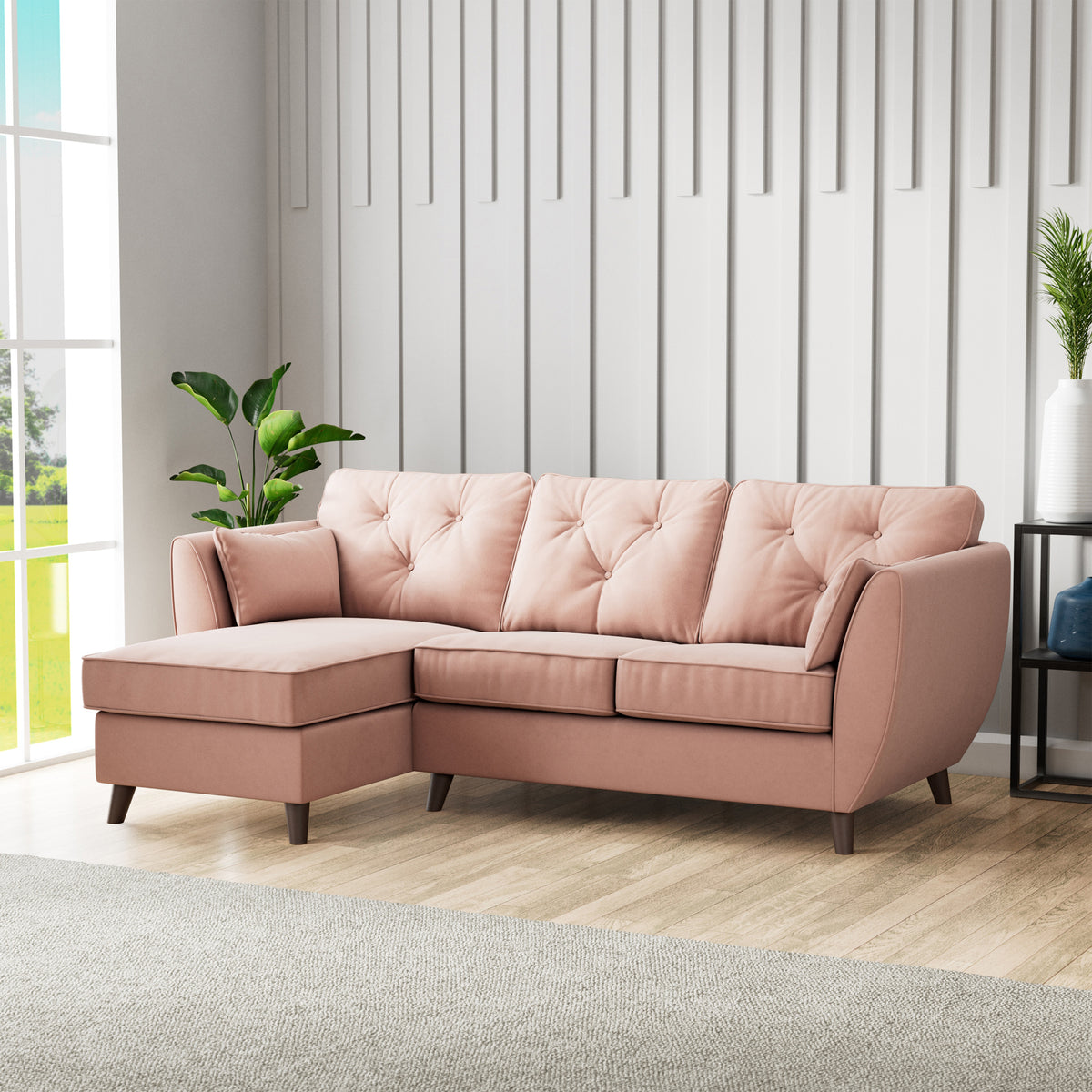 Edison Chaise LH Dark Feet Blush from Roseland Furniture