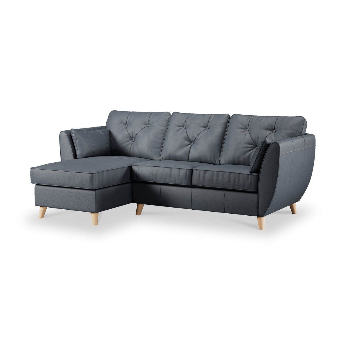 Edison Leather Chaise LH Light Feet Navy from Roseland Furniture