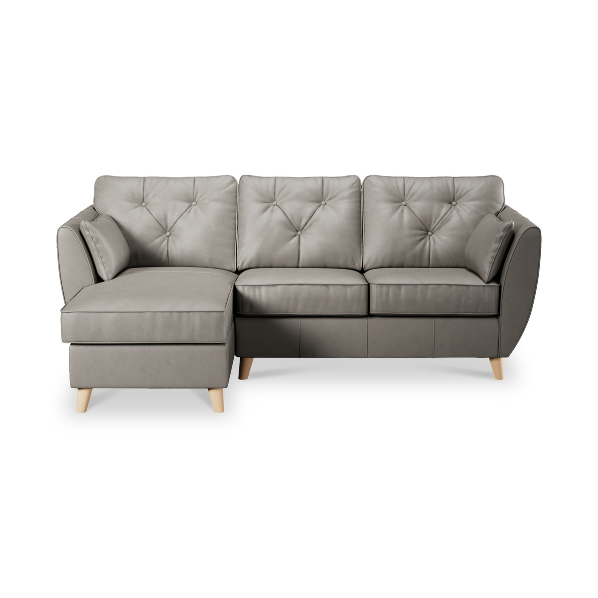 Edison Leather Chaise LH Light Feet Stone Grey from Roseland Furniture