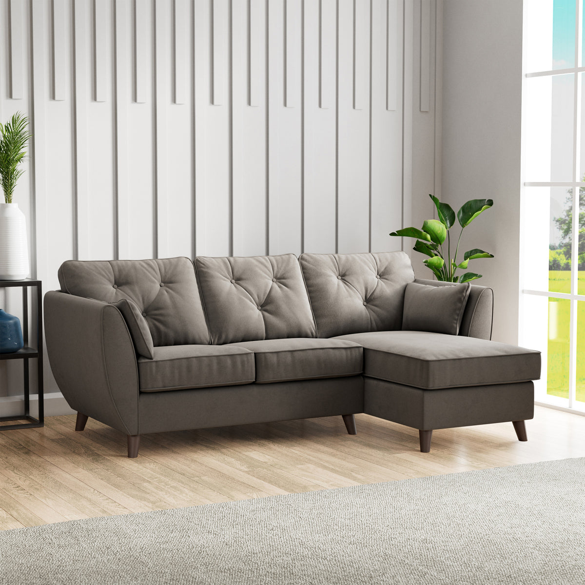 Edison Chaise RH Dark Feet Asphalt Dims from Roseland Furniture