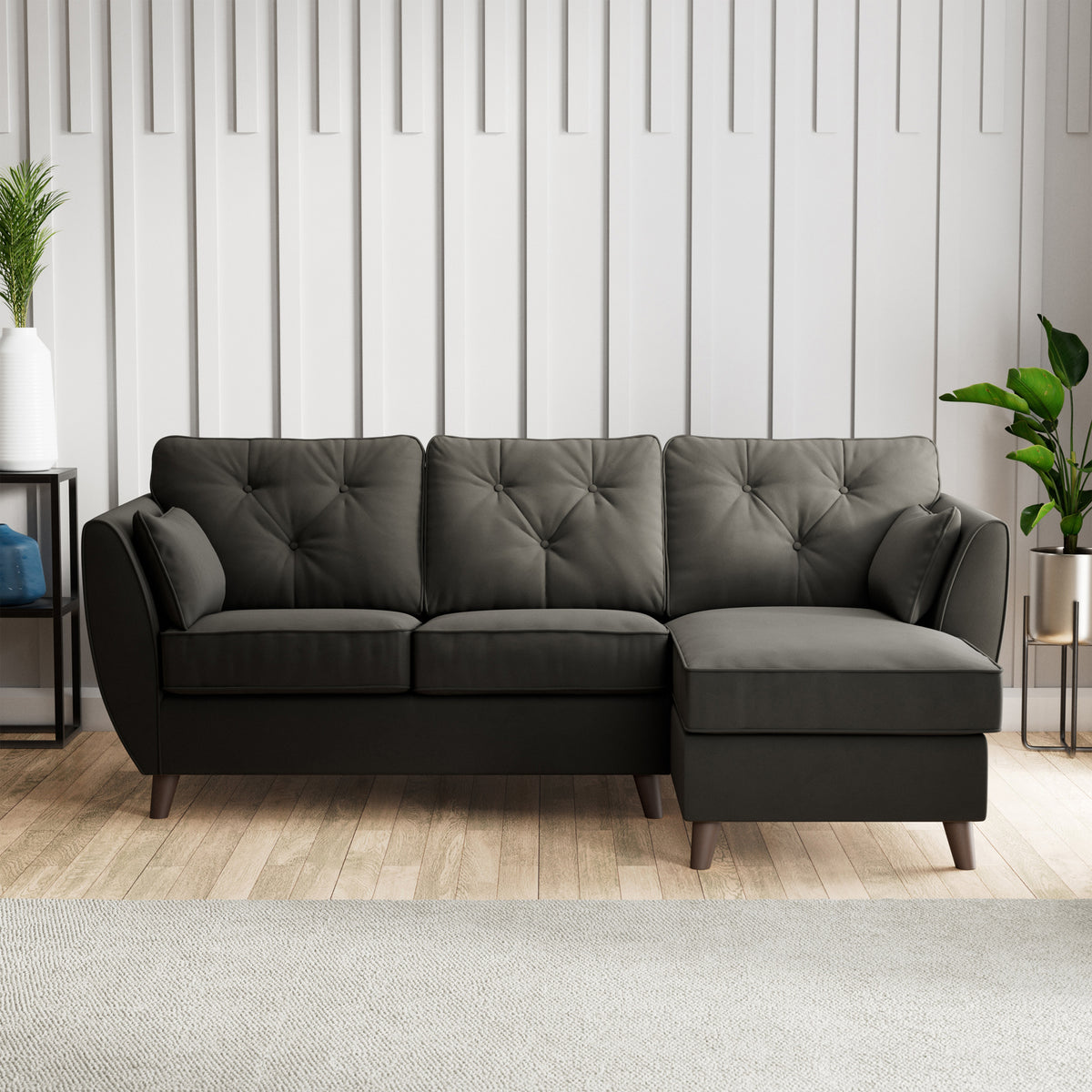 Edison Chaise RH Dark Feet Black from Roseland Furniture