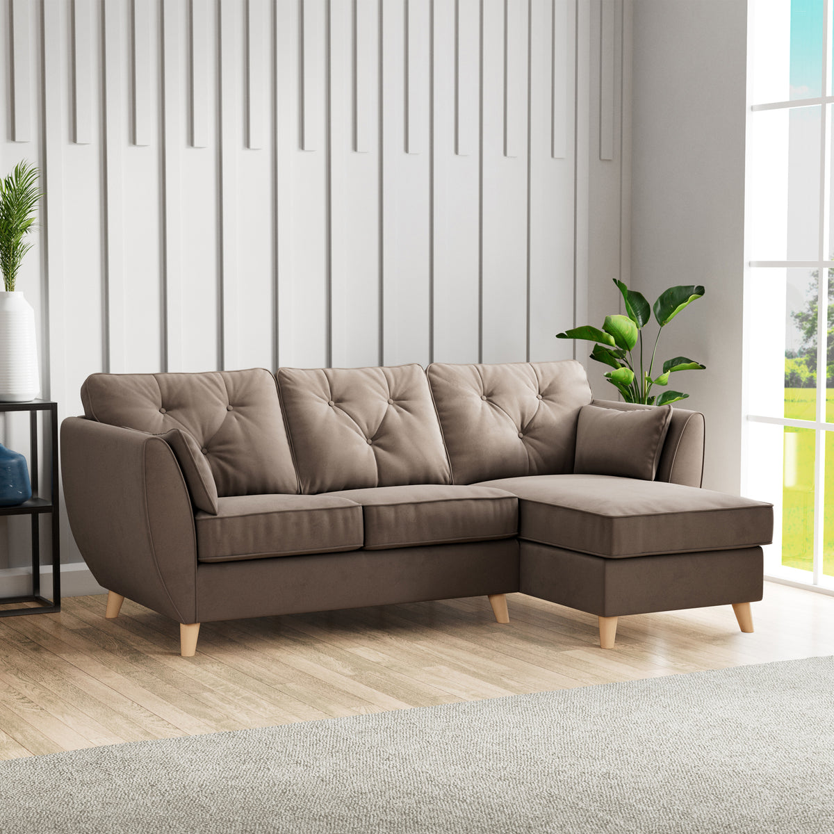 Edison Chaise RH Light Feet Mole from Roseland Furniture