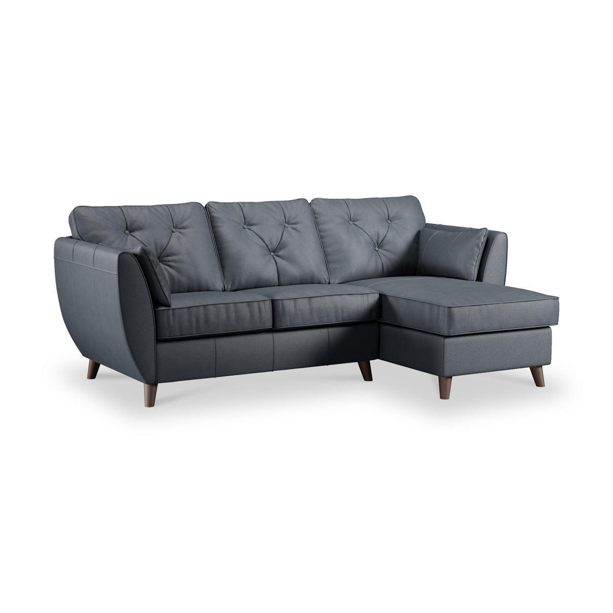 Edison Leather Chaise RH Dark Feet Navy from Roseland Furniture