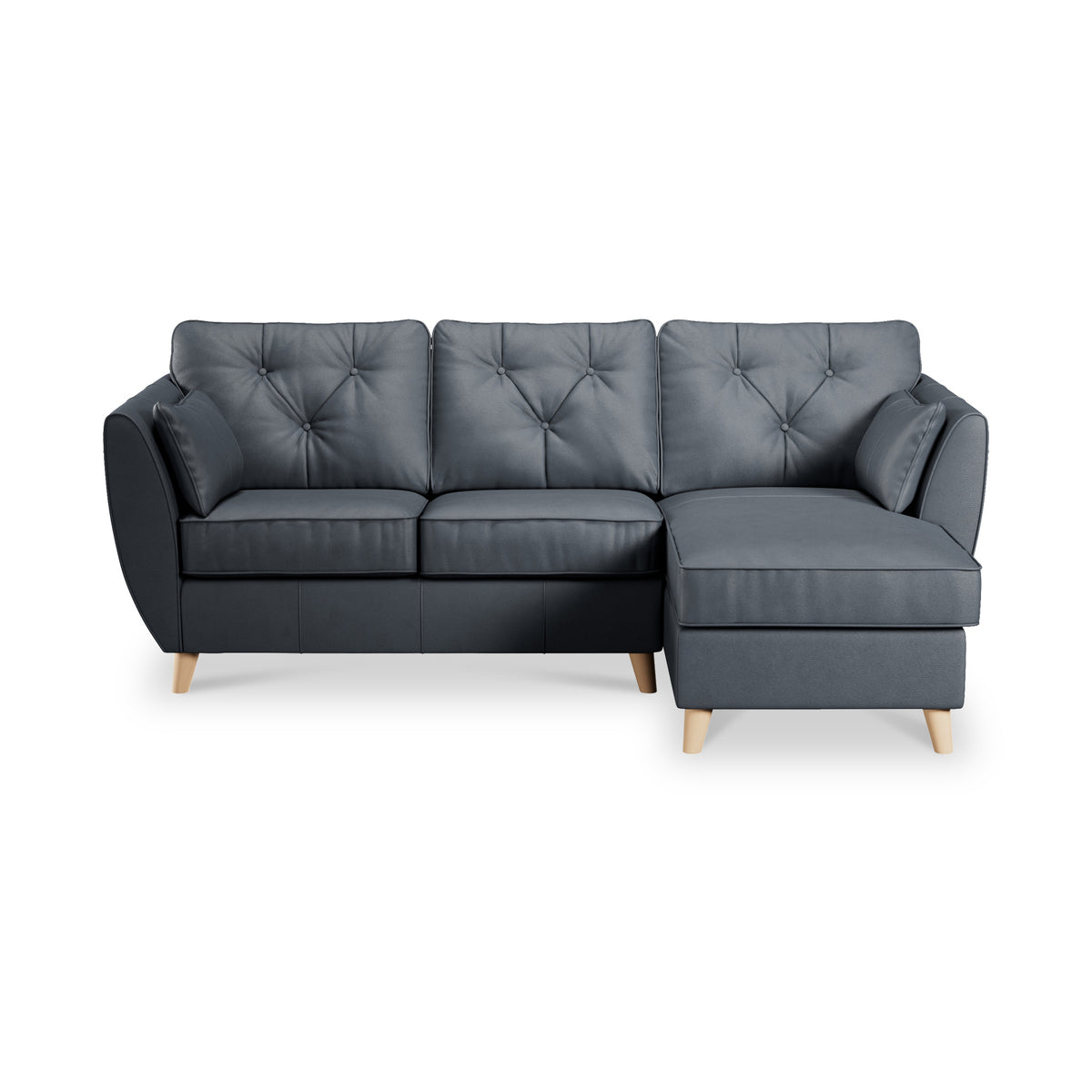 Edison Leather Chaise RH Light Feet Navy from Roseland Furniture