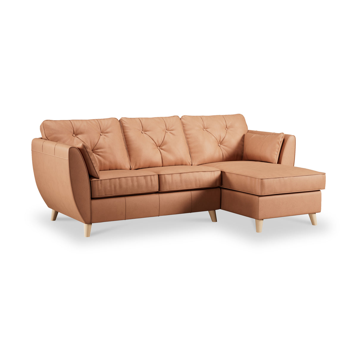 Edison Leather Chaise RH Light Feet Saddle from Roseland Furniture