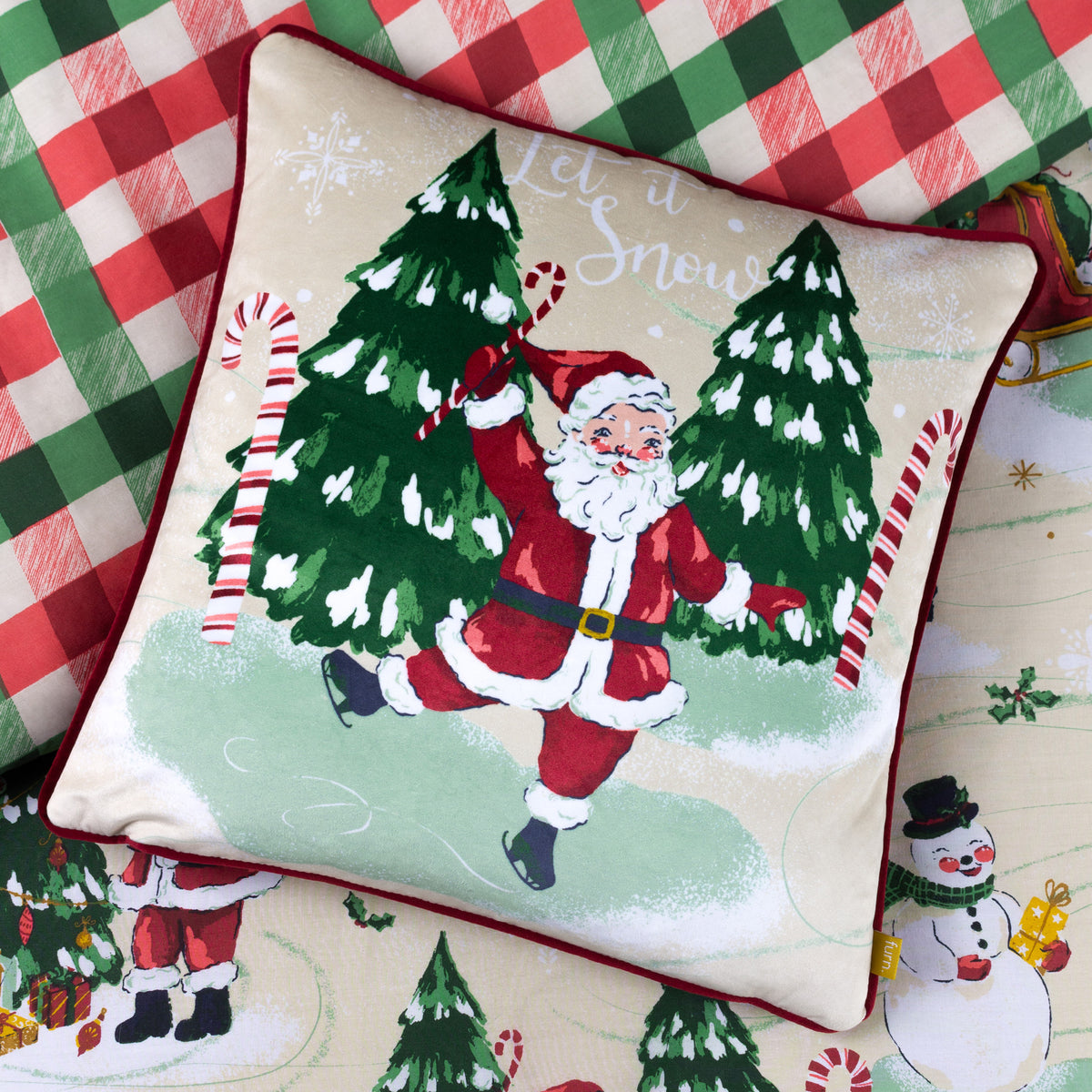 Jolly Santa Let it Snow 43x43 Cushion by Roseland Furniture