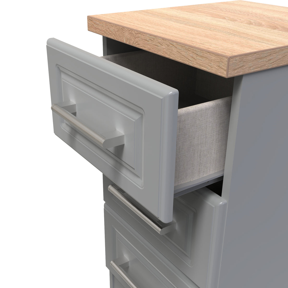 Talland Grey 3 Drawer Bedside Cabinet by Roseland Furniture