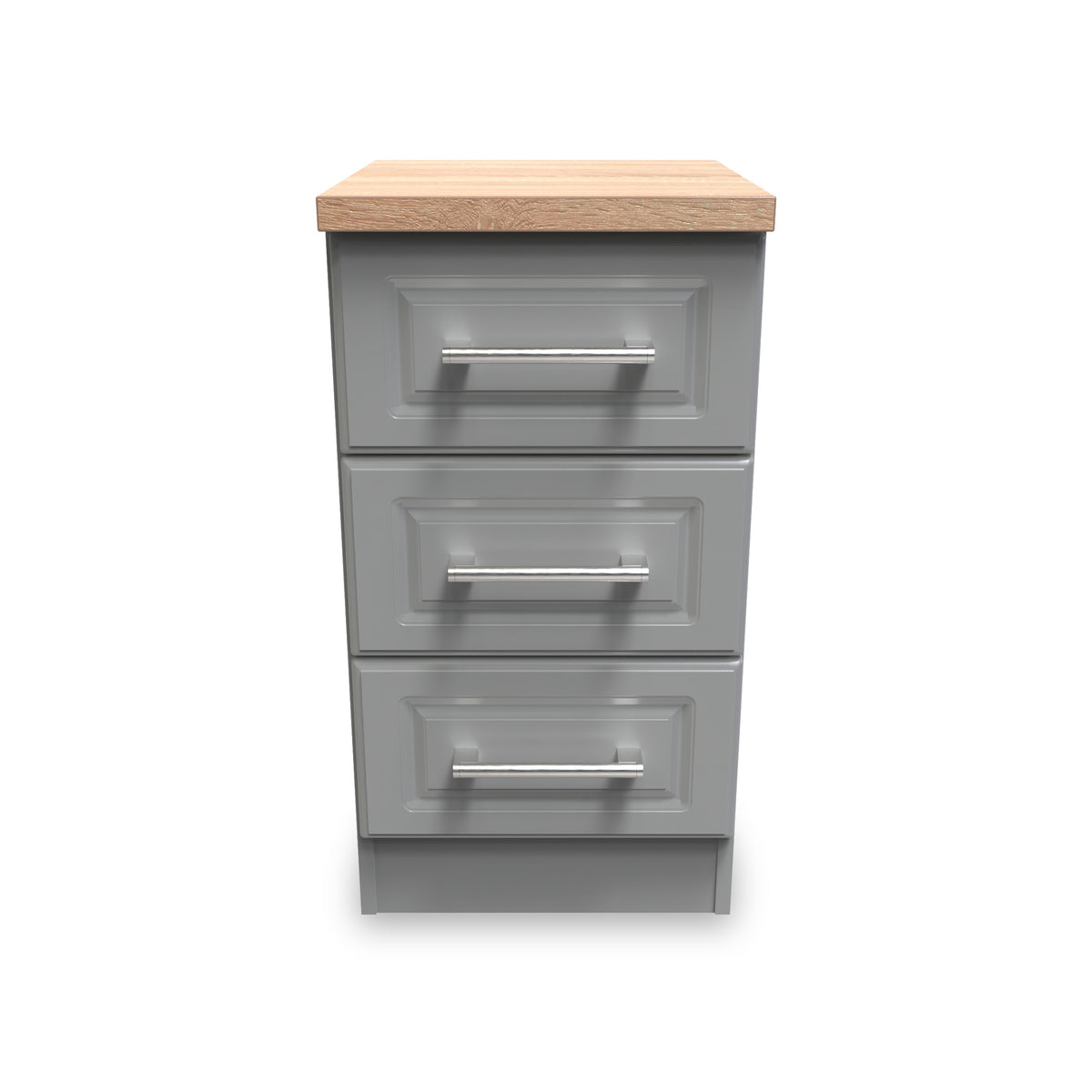 Talland Grey 3 Drawer Bedside Cabinet by Roseland Furniture