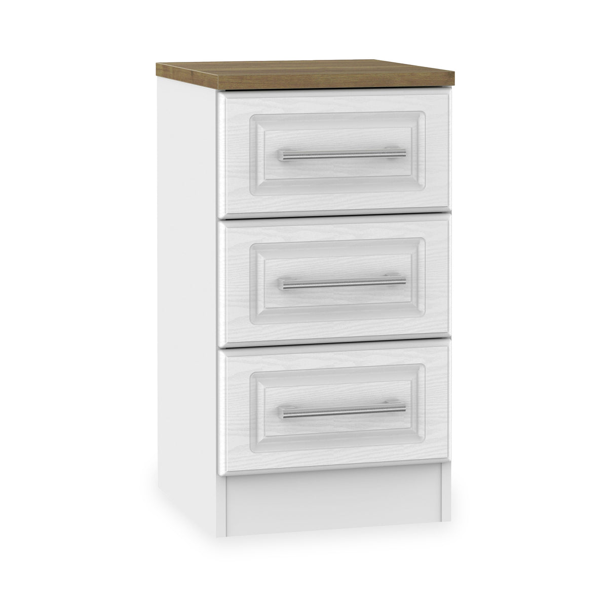 Talland White 3 Drawer Bedside Cabinet by Roseland Furniture