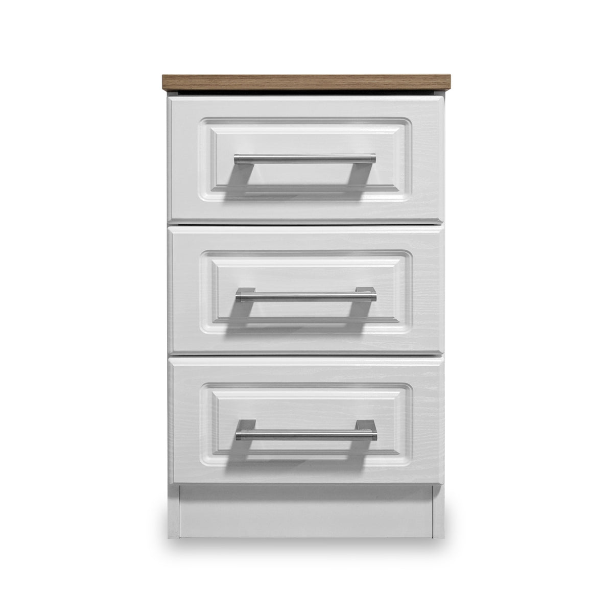 Talland White 3 Drawer Bedside Cabinet by Roseland Furniture