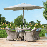 Maze Oxford 4 Seat Round Rattan Dining Set with Heritage Chairs