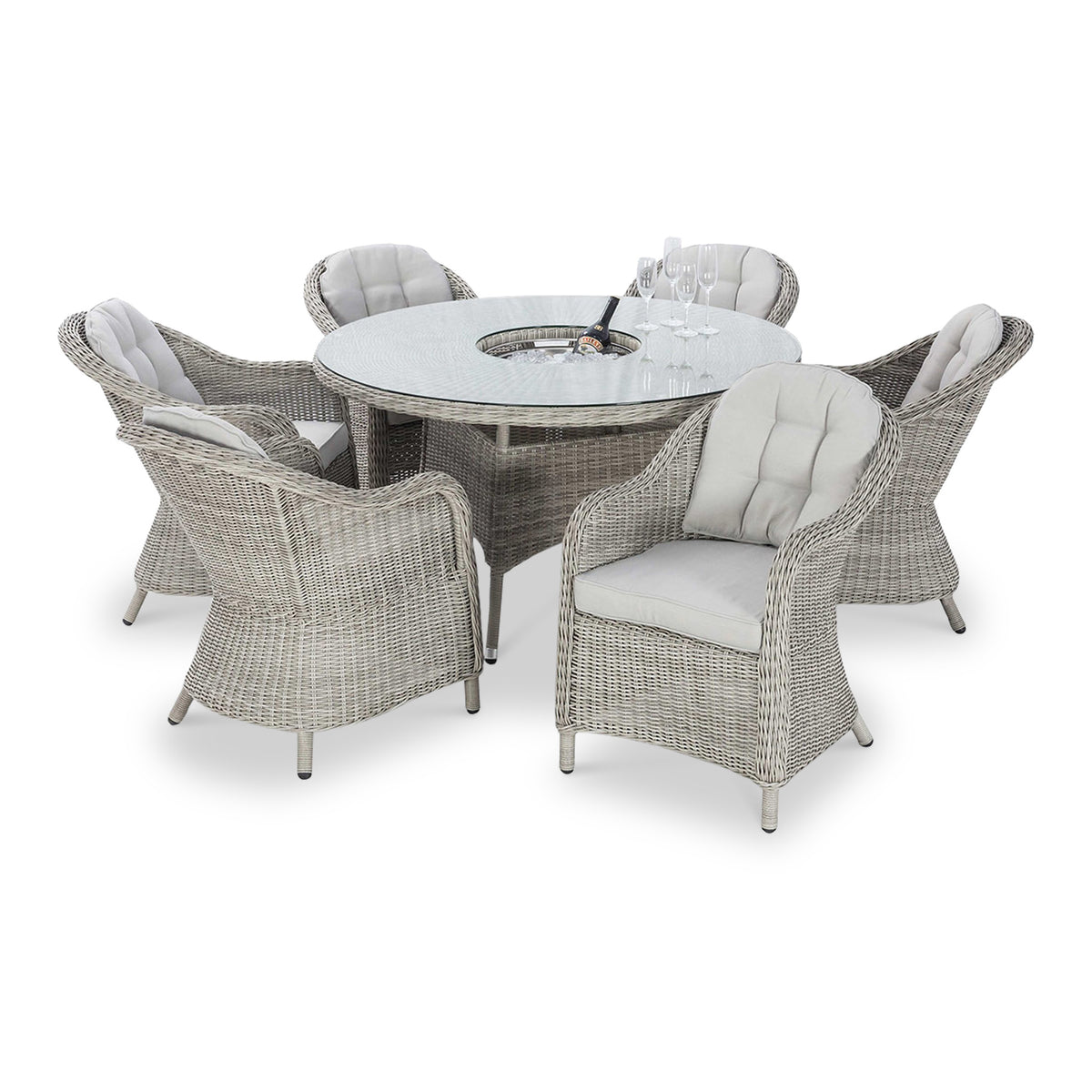 Maze Oxford 6 Seat Round Rattan Dining Set with Lazy Susan from Roseland Furniture