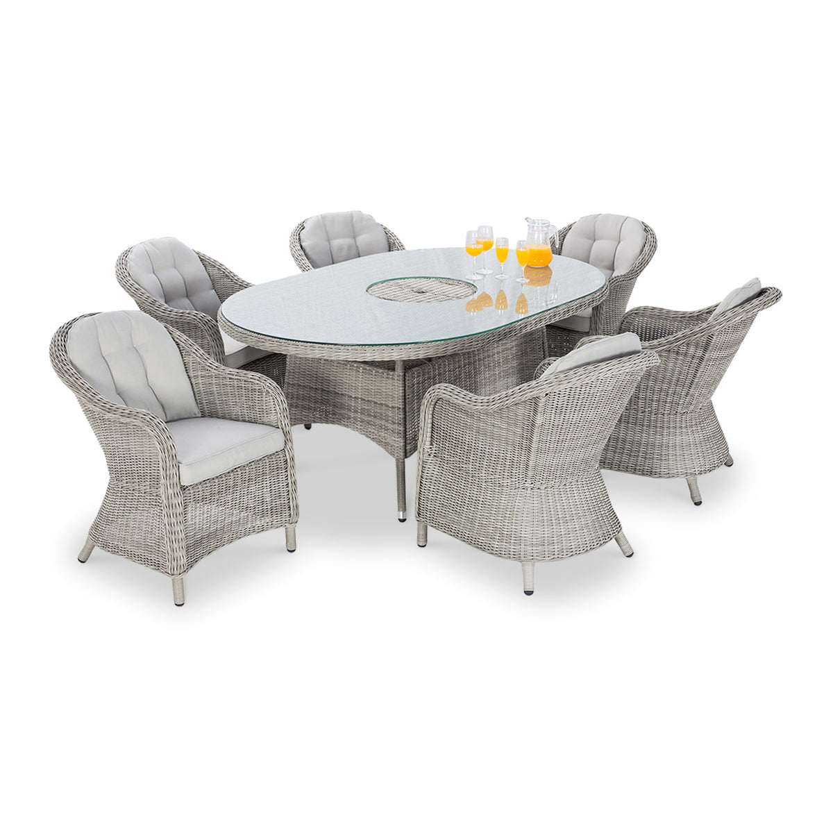Maze Oxford 6 Seat Oval Rattan Dining Set with Lazy Susan