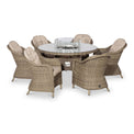 Maze Winchester 6 Seat Round Outdoor Fire Pit Dining Set with Lazy Susan 