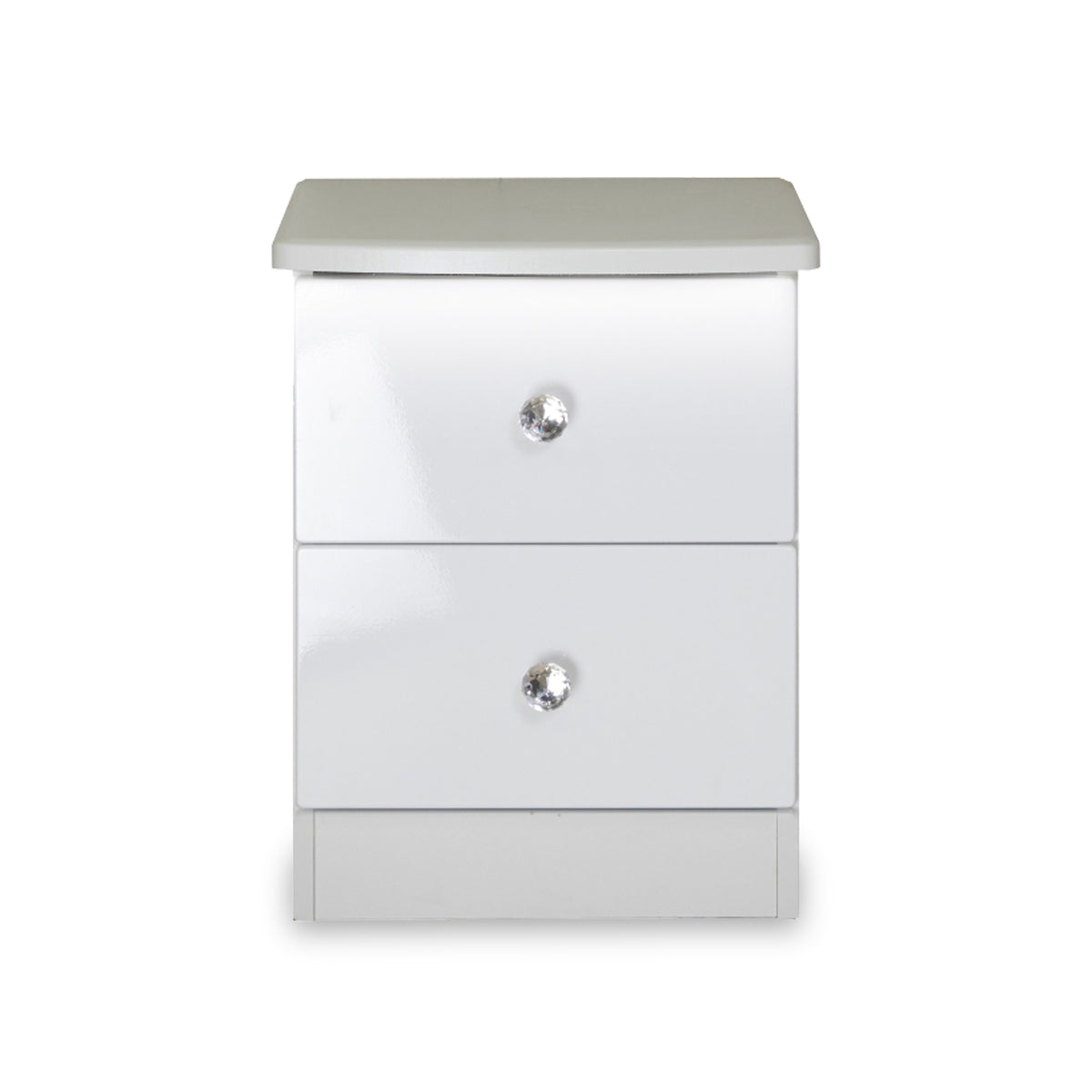 Aria White Gloss LED Lighting 2 Drawer Bedside Table from Roseland Furniture