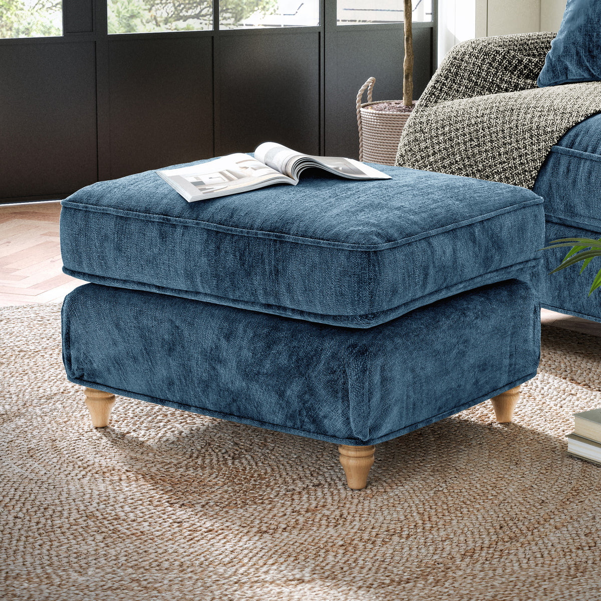Alfie and Arthur Navy Universal Footstool from Roseland Furniture
