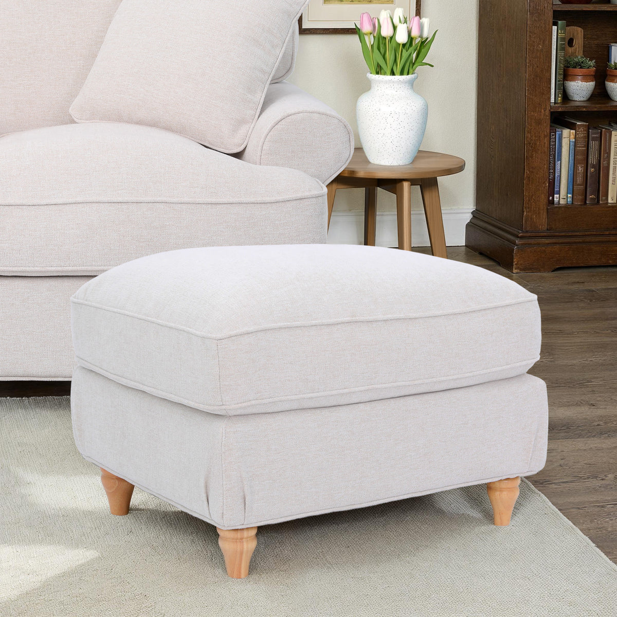 Alfie and Arthur Woven Cream Universal Footstool from Roseland Furniture