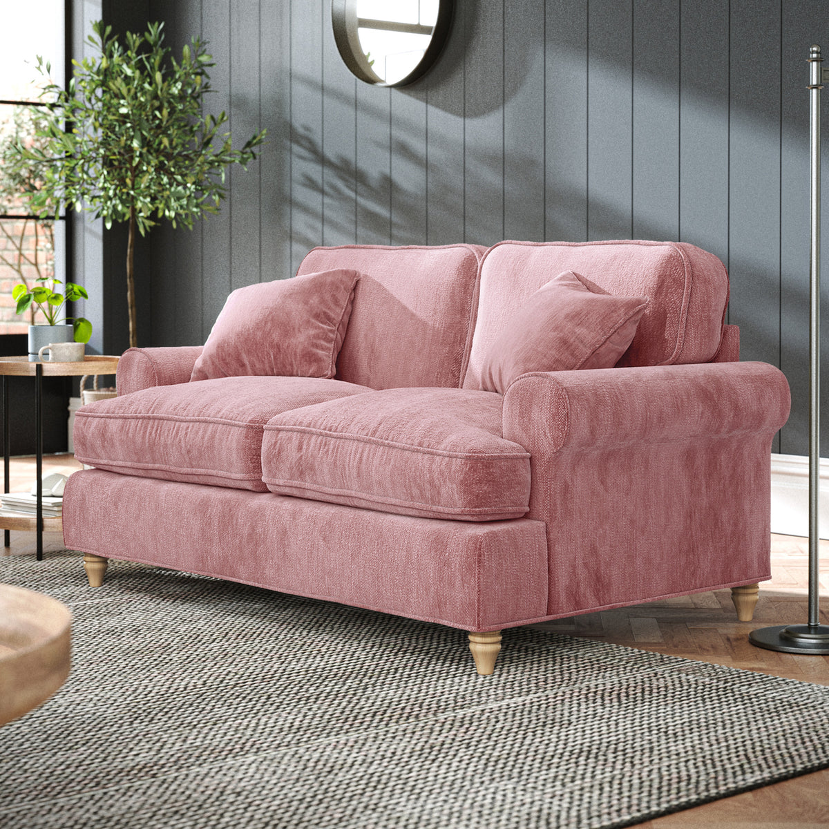 Alfie Blush Pink 2 Seater Sofa from Roseland Furniture