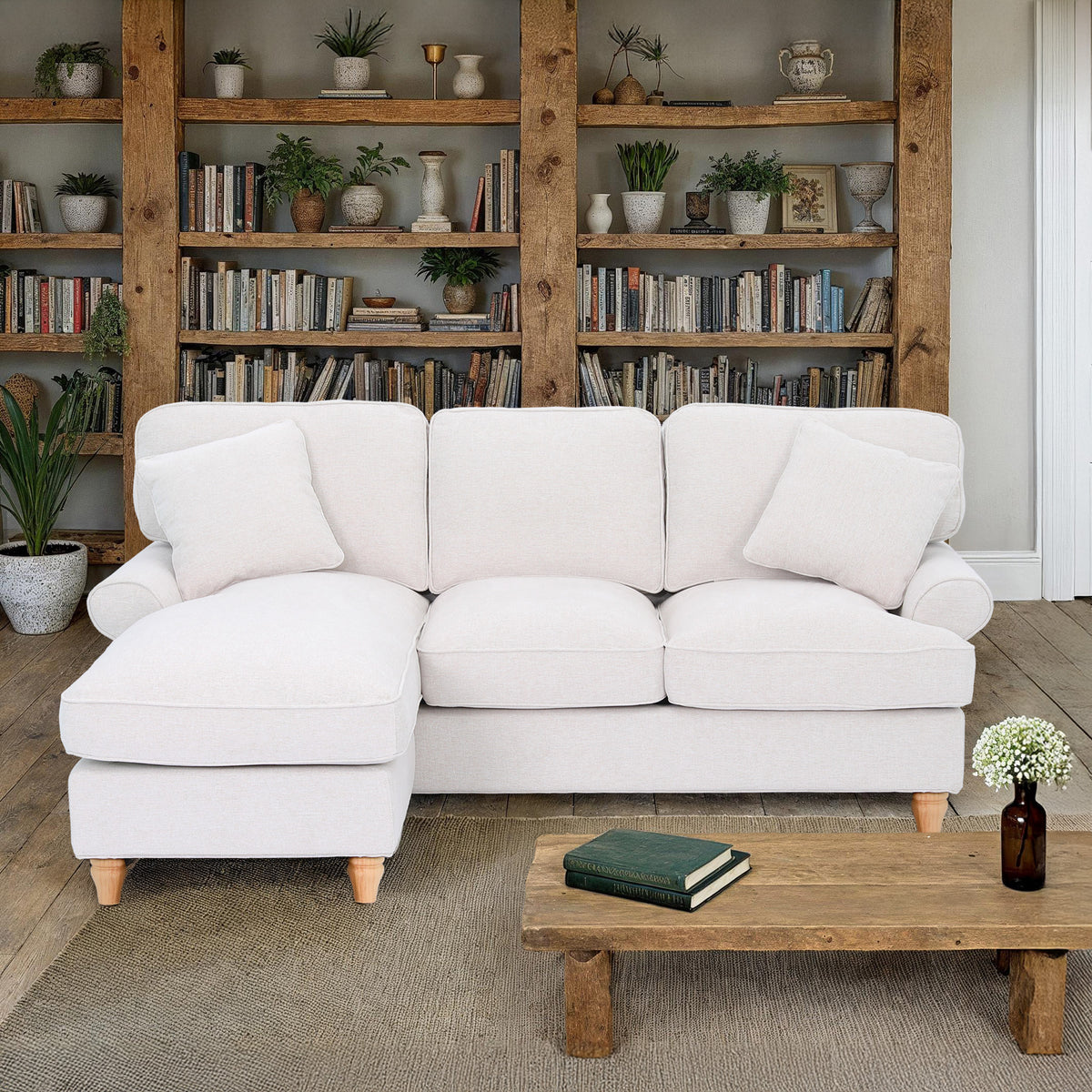 Alfie Woven Cream Left Hand Chaise Sofa for living room from Roseland Furniture