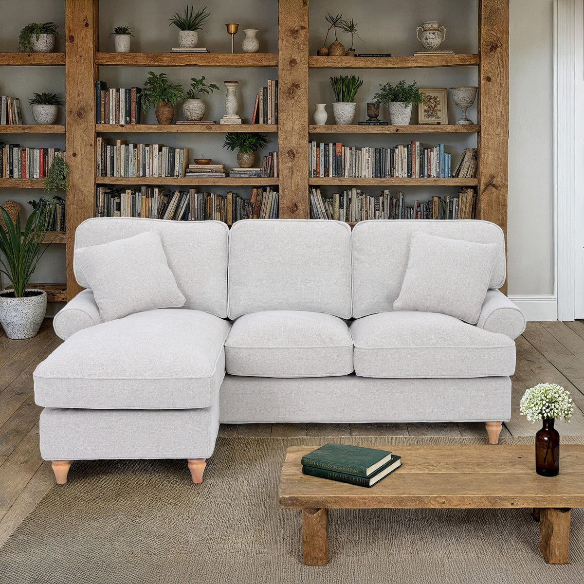 Alfie Woven Light Grey Left Hand Chaise Sofa for living room from Roseland Furniture