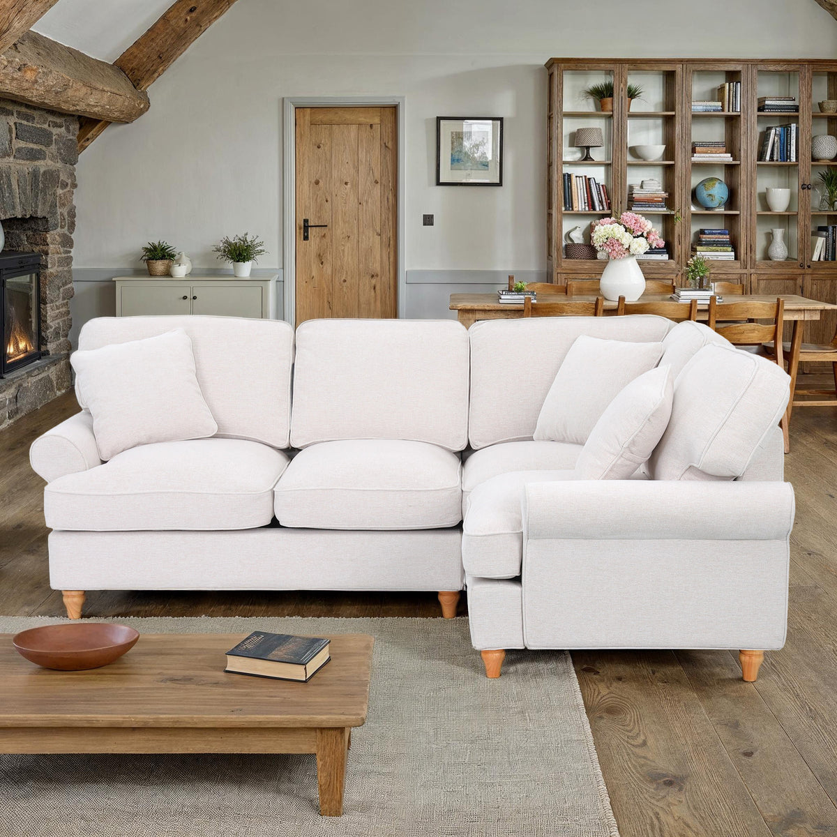 Alfie Woven Cream Right Hand Corner Sofa for living room from Roseland Furniture