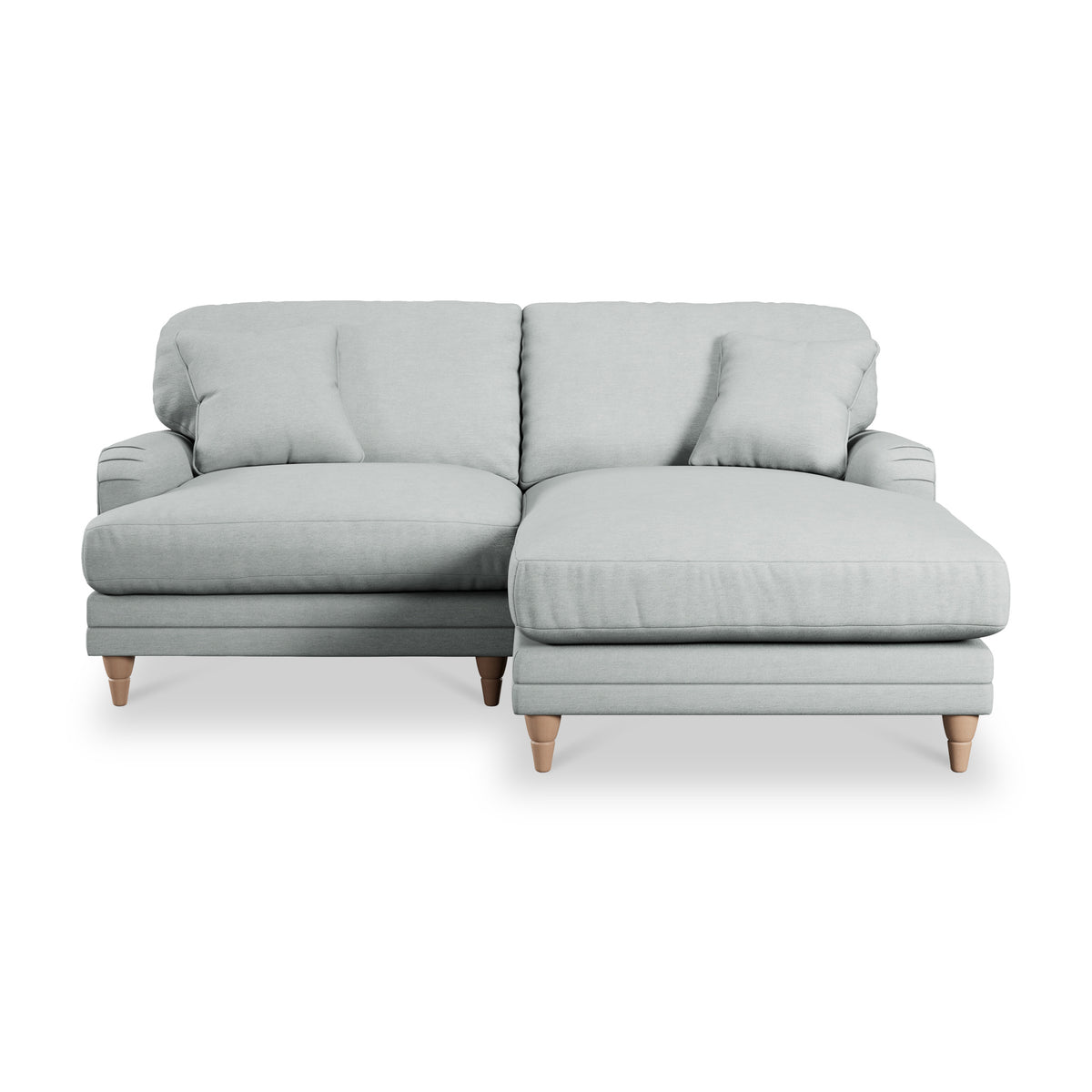 Bampton 3 Seater Chaise Sofa RH Warm Grey Oak Feet from Roseland Furniture