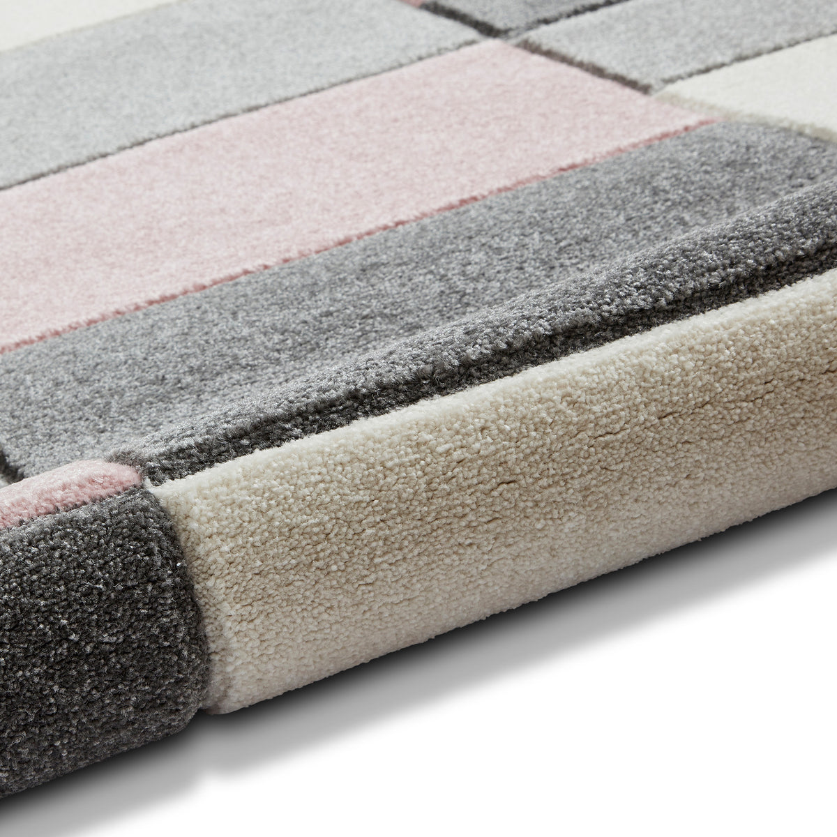 Regis Rose Pink Grey Geometric Cube Rug