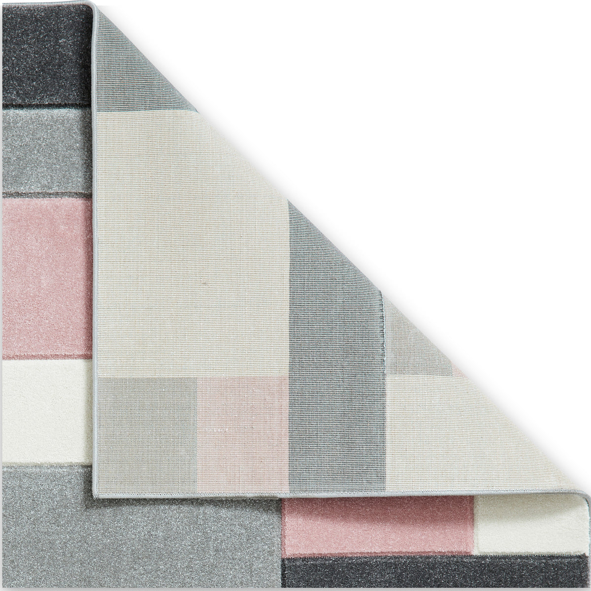 Regis Rose Pink Grey Geometric Cube Rug