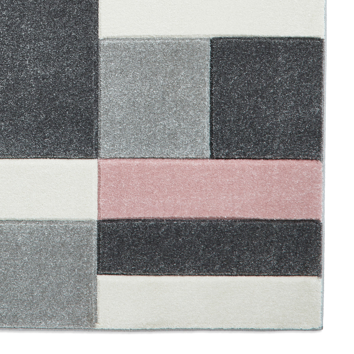 Regis Rose Pink Grey Geometric Cube Rug