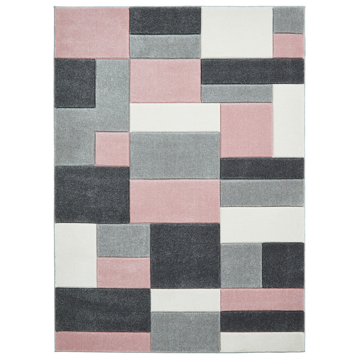 Regis Rose Pink Grey Geometric Cube Rug from Roseland Furniture