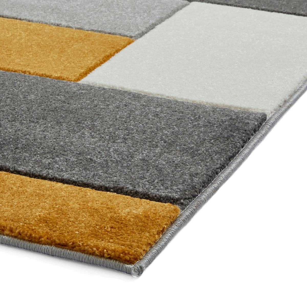 Regis Yellow Grey Geometric Cube Rug