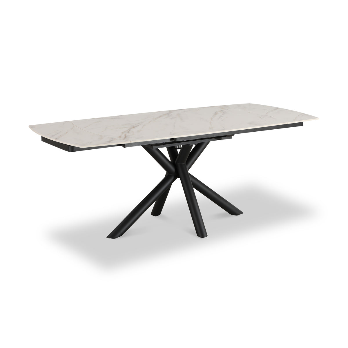 Draven 140 200cm Extending Dining Table White Gold Marble from Roseland Furniture