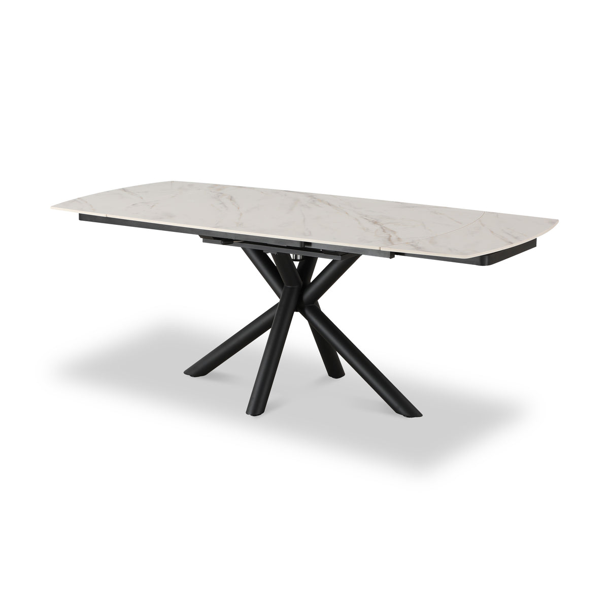 Draven 140 200cm Extending Dining Table White Gold Marble from Roseland Furniture