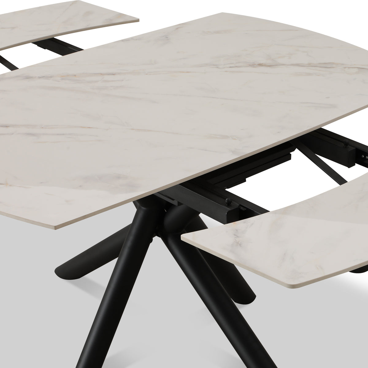 Draven 140 200cm Extending Dining Table White Gold Marble from Roseland Furniture