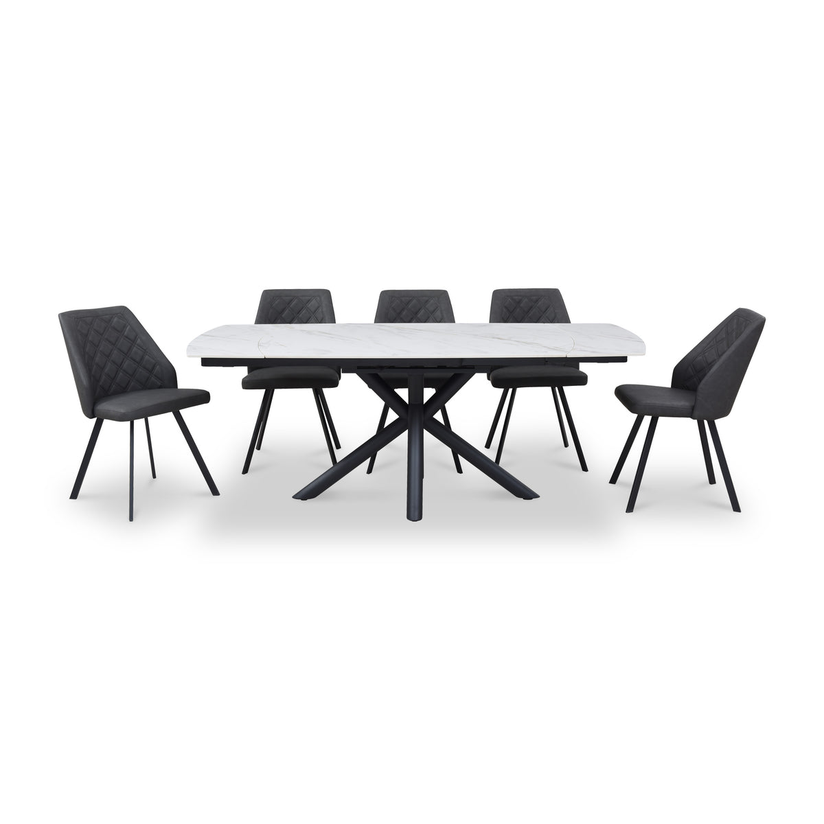 Draven 140 200cm Extending Dining Table White Gold Marble from Roseland Furniture