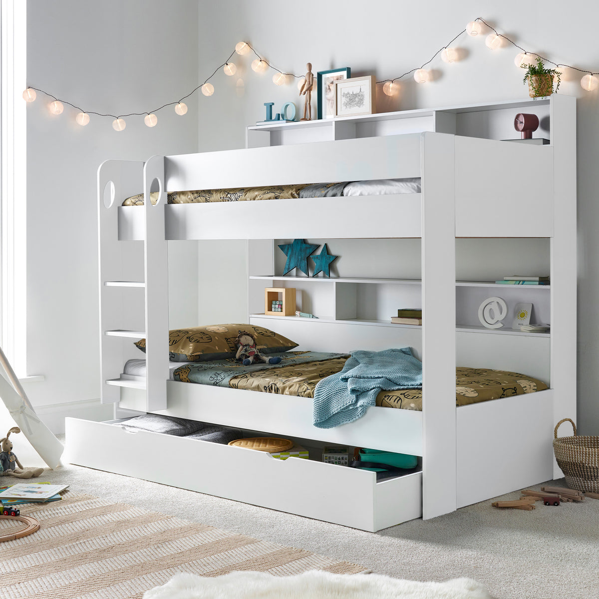 Ashbury White Storage Bunk Bed with Storage Drawer from Roseland Furniture