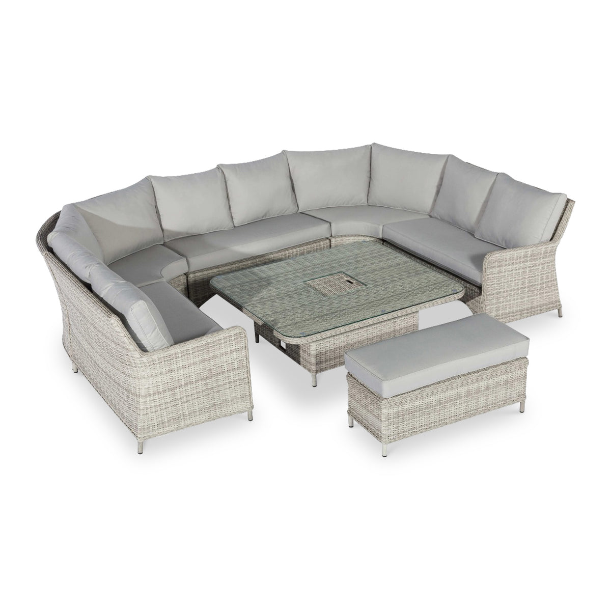 Maze Oxford Royal U-Shaped Outdoor Sofa Set with Rising Table from Roseland Furniture