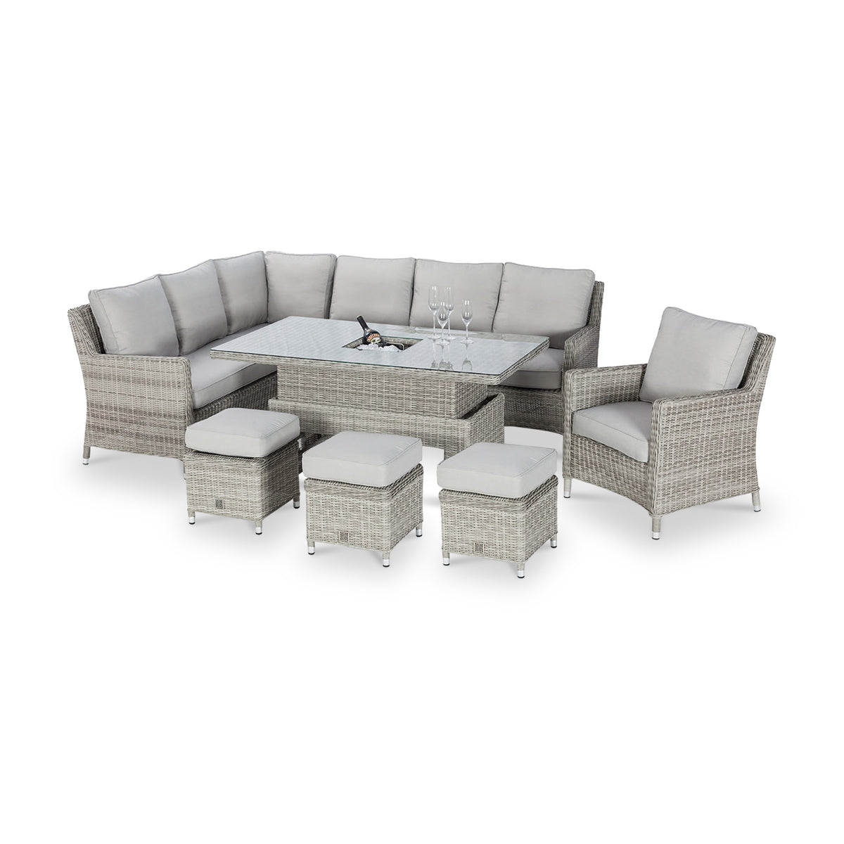 Maze Oxford Corner Rattan Dining Set with Rising Table from Roseland Furniture