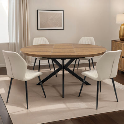Barker 120cm-160cm Dark Oak Effect Extending Dining Table